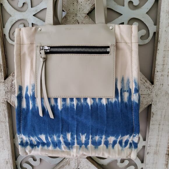 Lucky Brand Soue Top Handle Shoulder Strap Twill Canvas Tote Bag in Blue Tie Dye - Picture 4 of 11